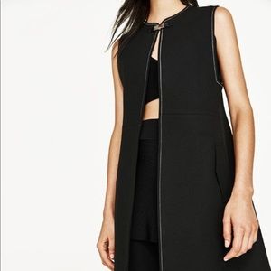 Zara Dark Navy Long Waistcoat Vest w/ Silver Clasp